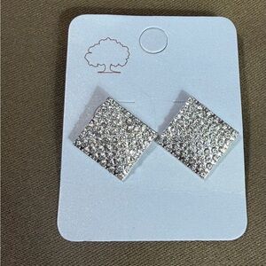 Sparkling Square Pave Stud Earrings